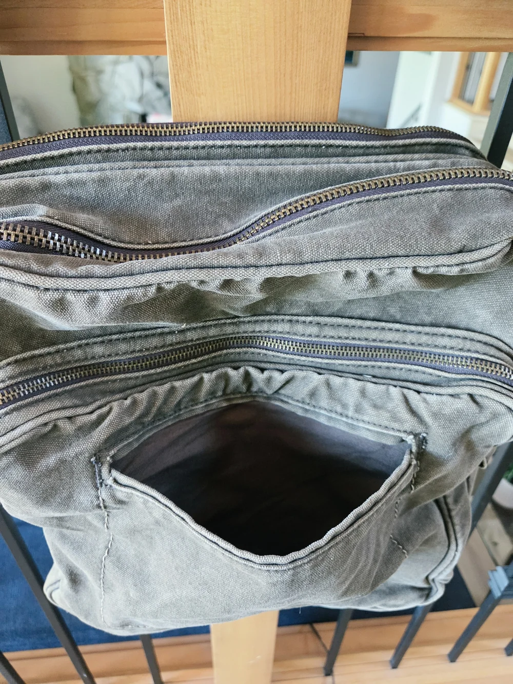 American Eagle Outfitters Olive Green Canvas Messenger Bag